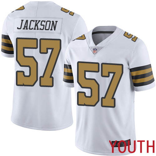 New Orleans Saints Limited White Youth Rickey Jackson Jersey NFL Football #57 Rush Vapor Untouchable Jersey->youth nfl jersey->Youth Jersey
